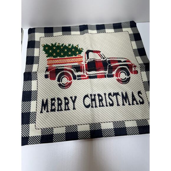 Christmas Throw Pillow Zippered Covers Lot of Two Buffalo Check Farmhouse New - Picture 3 of 6